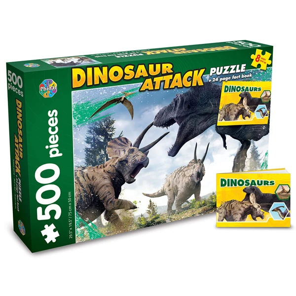 dinosaur attack- jigsaw puzzle and fact book (500 pieces)