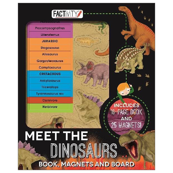 factivity meet the dinosaurs - book, magnets and board