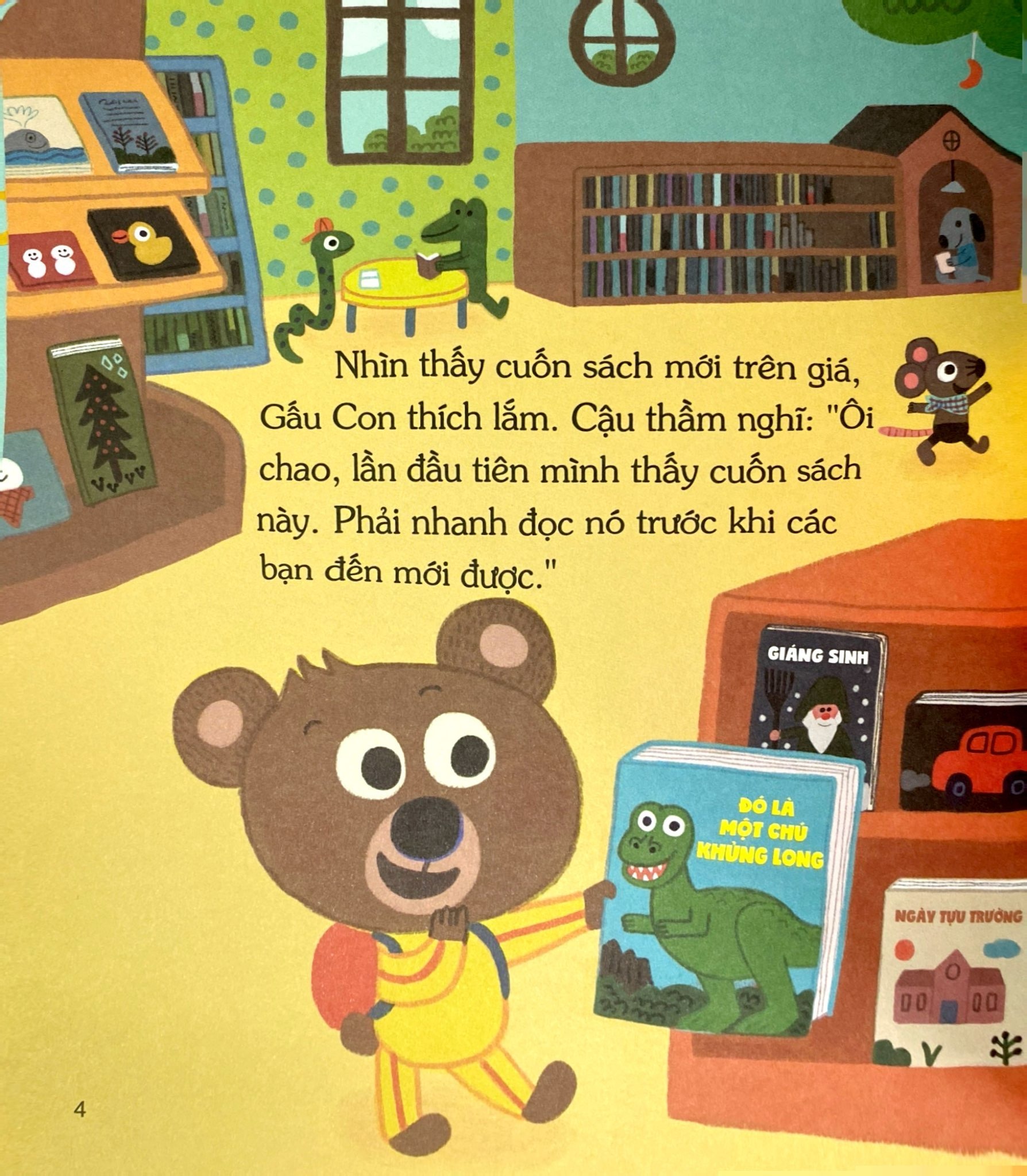 gấu con tinh nghịch - khả năng điều chỉnh bản thân - gấu con đi thư viện (tái bản 2024) - Ảnh 5