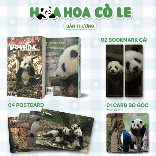 gấu trúc hoa hoa - tặng kèm 2 bookmark hai mặt + 4 postcard hai mặt kèm chân đế + 1 card bo góc ánh trai lấp lánh ngẫu nhiên 1 trong 4 mẫu