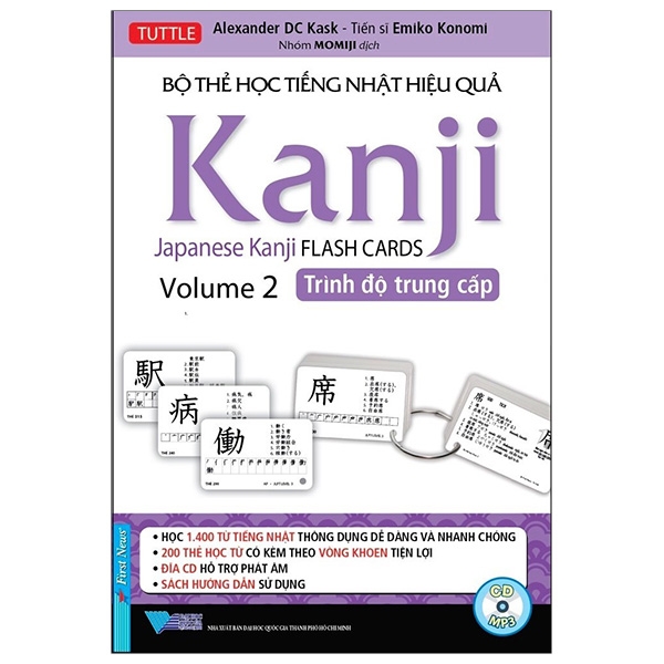 hộp flash cards - kanji 2 (200 thẻ +1cd)