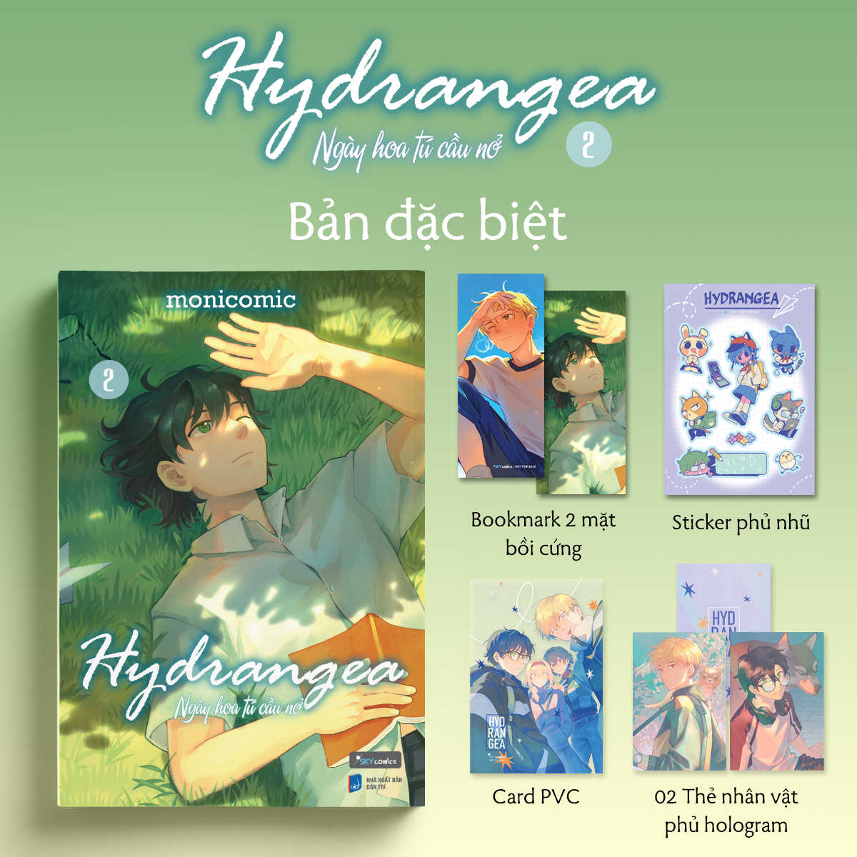 hydrangea - ngày hoa tú cầu nở - tập 2 - bản đặc biệt - tặng kèm 1 bookmark 2 mặt bồi cứng + 1 sticker phủ nhũ + 2 thẻ nhân vật phủ ảnh ba chiều + 1 thẻ pvc - Ảnh 2
