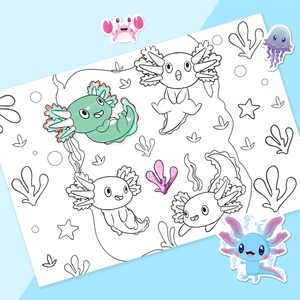 kaleidoscope colouring - axolotls and friends - colouring set with lapdesk - Ảnh 6