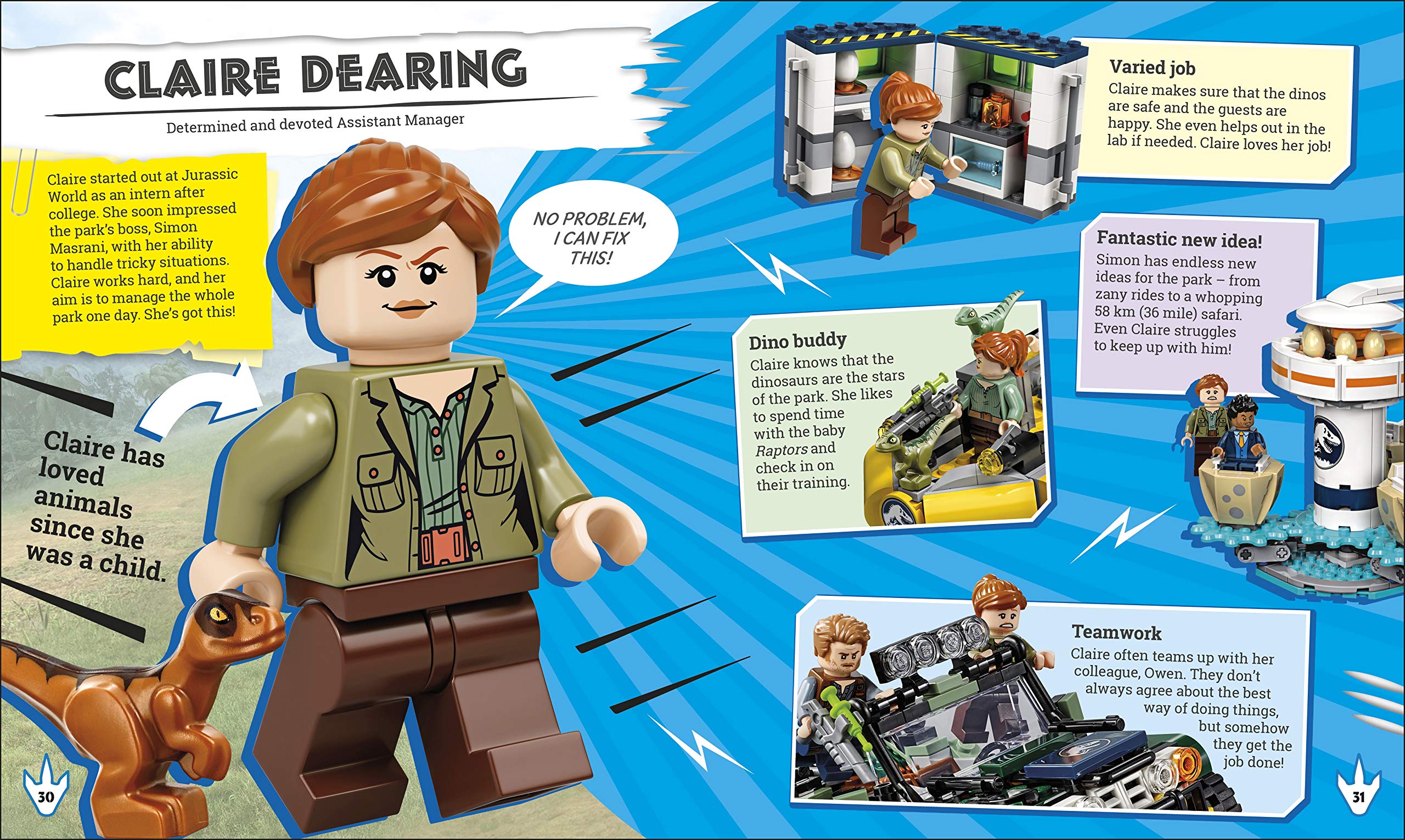 lego jurassic world the dino files: with lego jurassic world claire minifigure and baby raptor! - Ảnh 4
