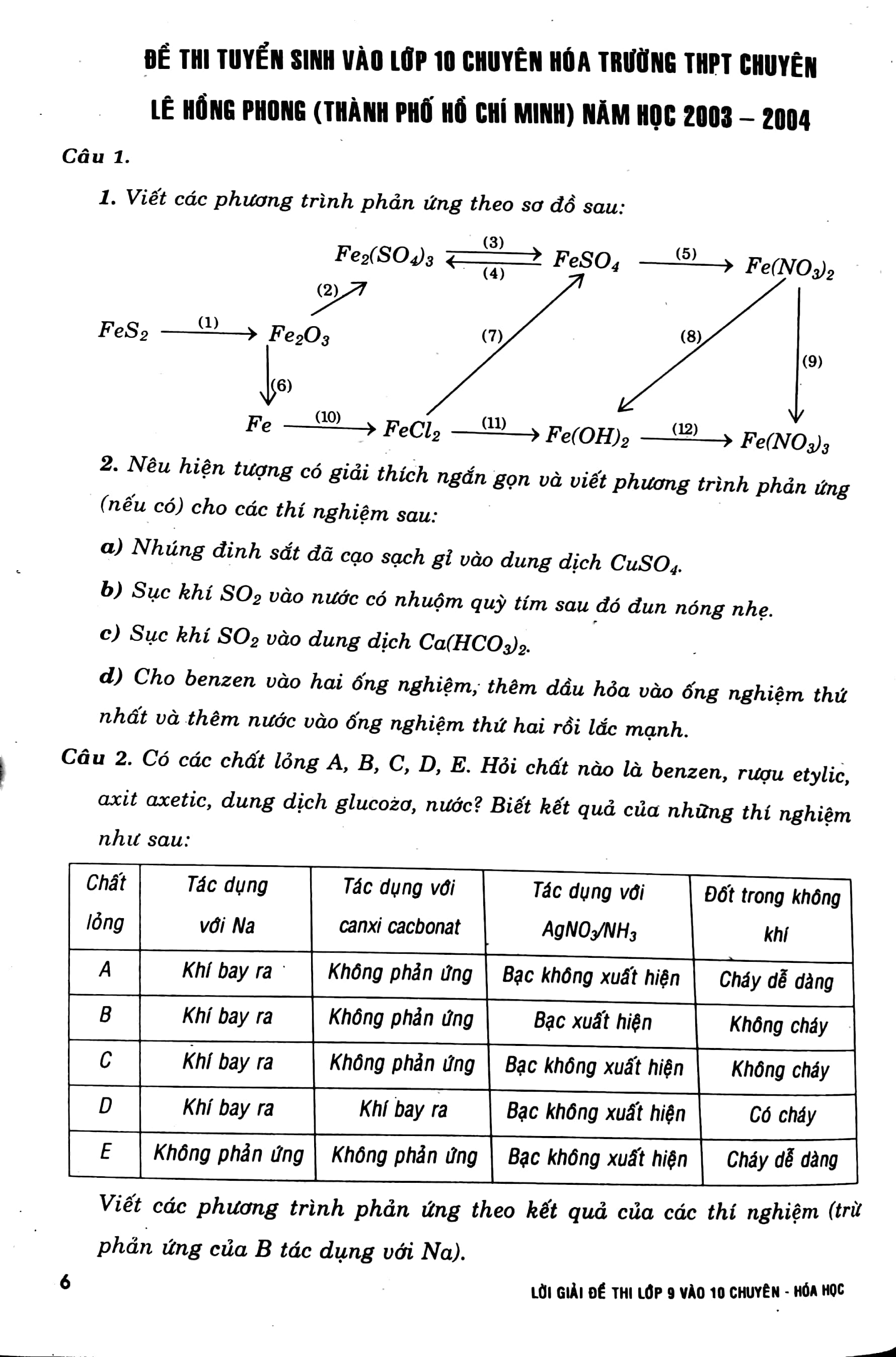 lời giải đề thi lớp 9 vào 10 môn hóa (các trường chuyên, lớp chuyên) - Ảnh 5