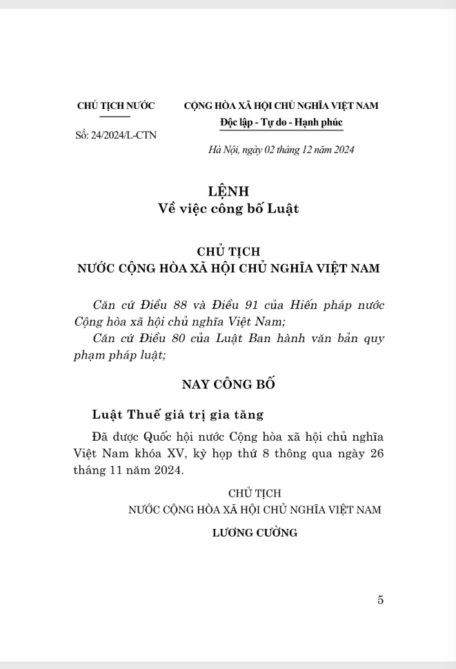 Luật Thuế Giá Trị Gia Tăng Năm 2024 - Ảnh 3