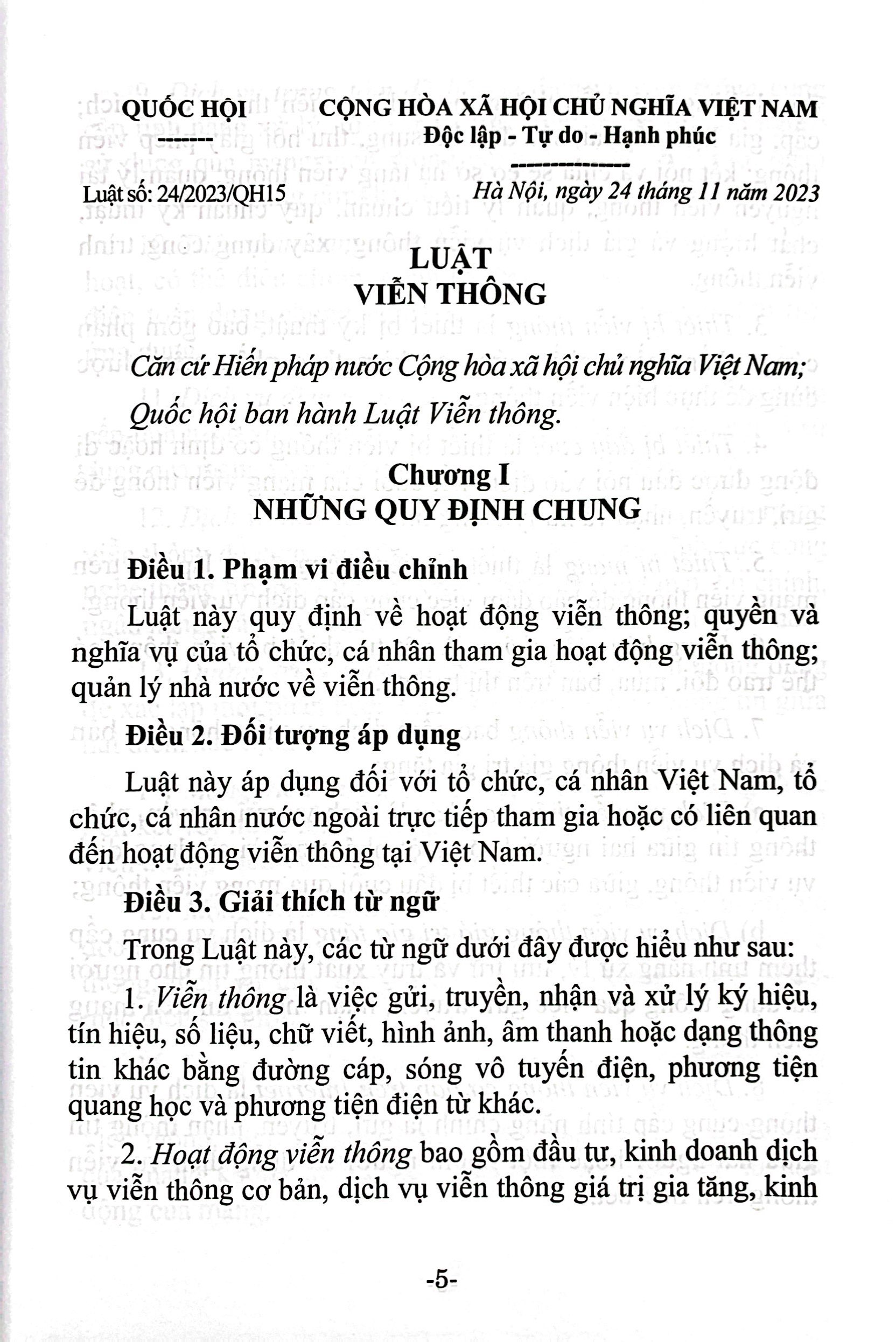 luật viễn thông (hiện hành) (được quốc hội thông qua ngày 24/11/2023, có hiệu lực kể từ ngày 01/7/2024) - Ảnh 4