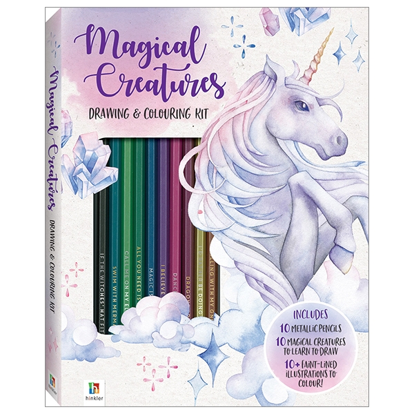 magical creatures drawing & colouring kit