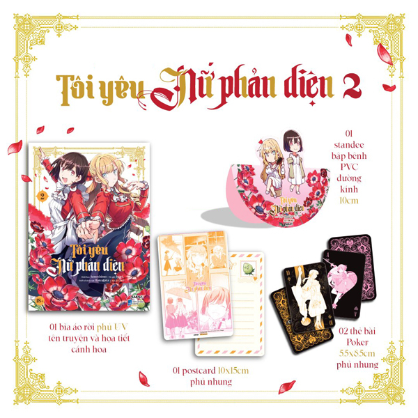 [manga] tôi yêu nữ phản diện - tập 2 - tặng kèm 1 bìa áo rời phủ uv + 1 postcard hai mặt + 2 thẻ bài poker + 1 standee pvc bập bênh