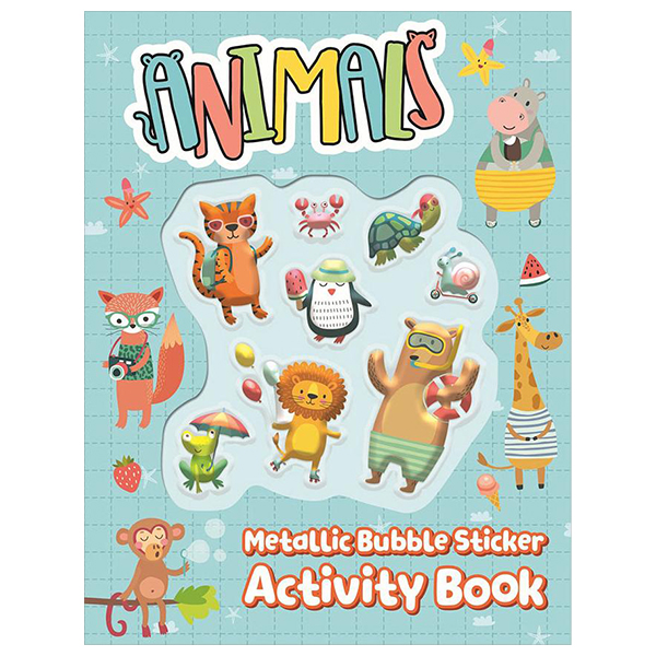 metallic bubble sticker activity book - animals