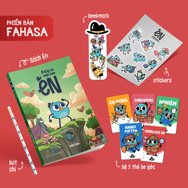 ở đây có một con én - phiên bản fahasa - tặng kèm 1 bút chì + 1 bookmark + 5 card bo góc + 1 sticker a5