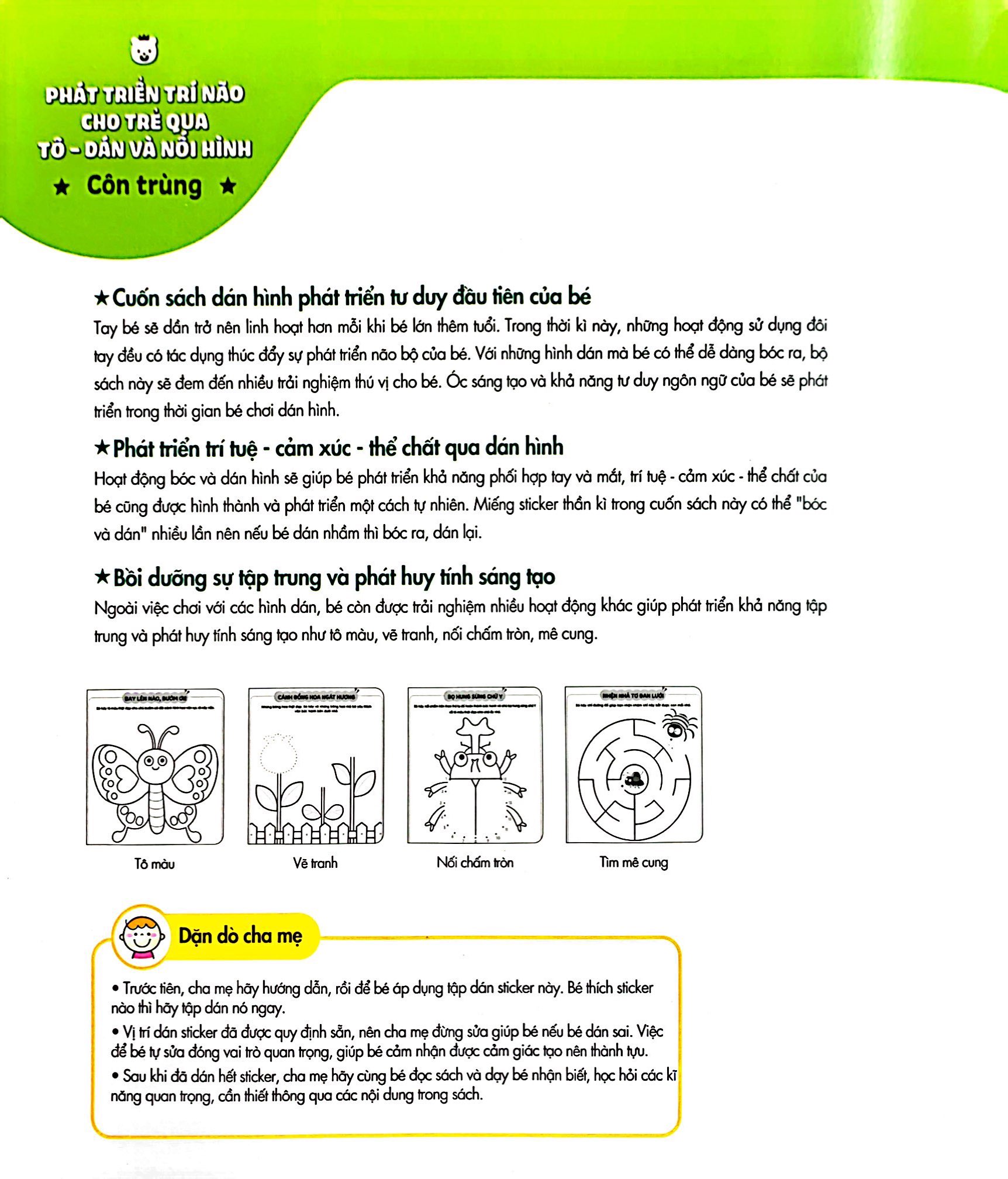 phát triển trí não cho trẻ qua tô-dán và nối hình - côn trùng - Ảnh 3