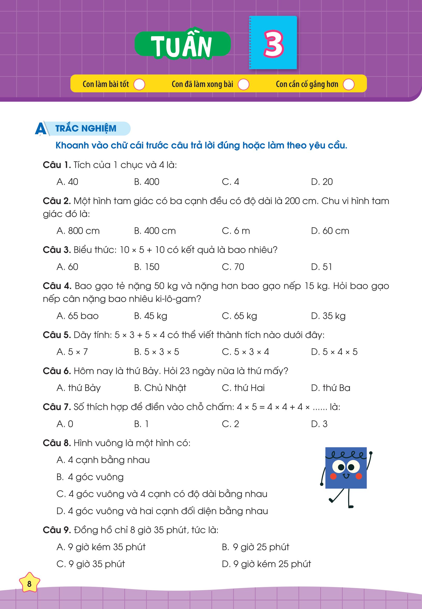 phiếu bài tập cuối tuần toán 3 - Ảnh 9