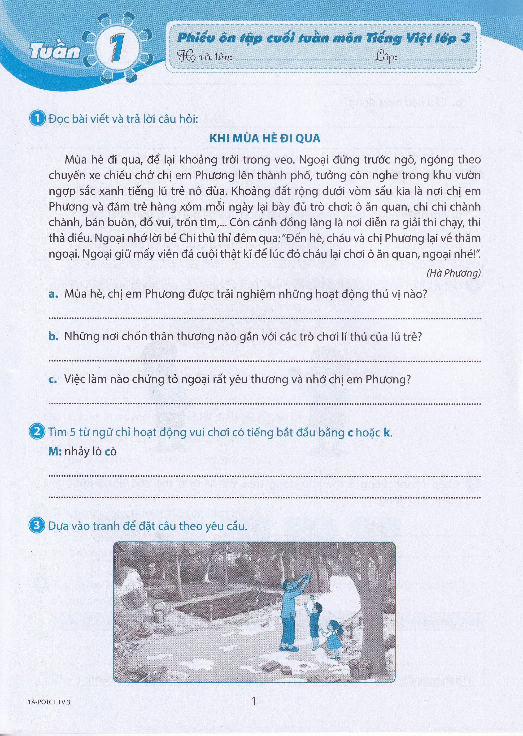 Phiếu Ôn Tập Cuối Tuần Môn Tiếng Việt - Lớp 3 (Theo Sách Giáo Khoa Kết Nối Tri Thức Với Cuộc Sống) - Ảnh 3
