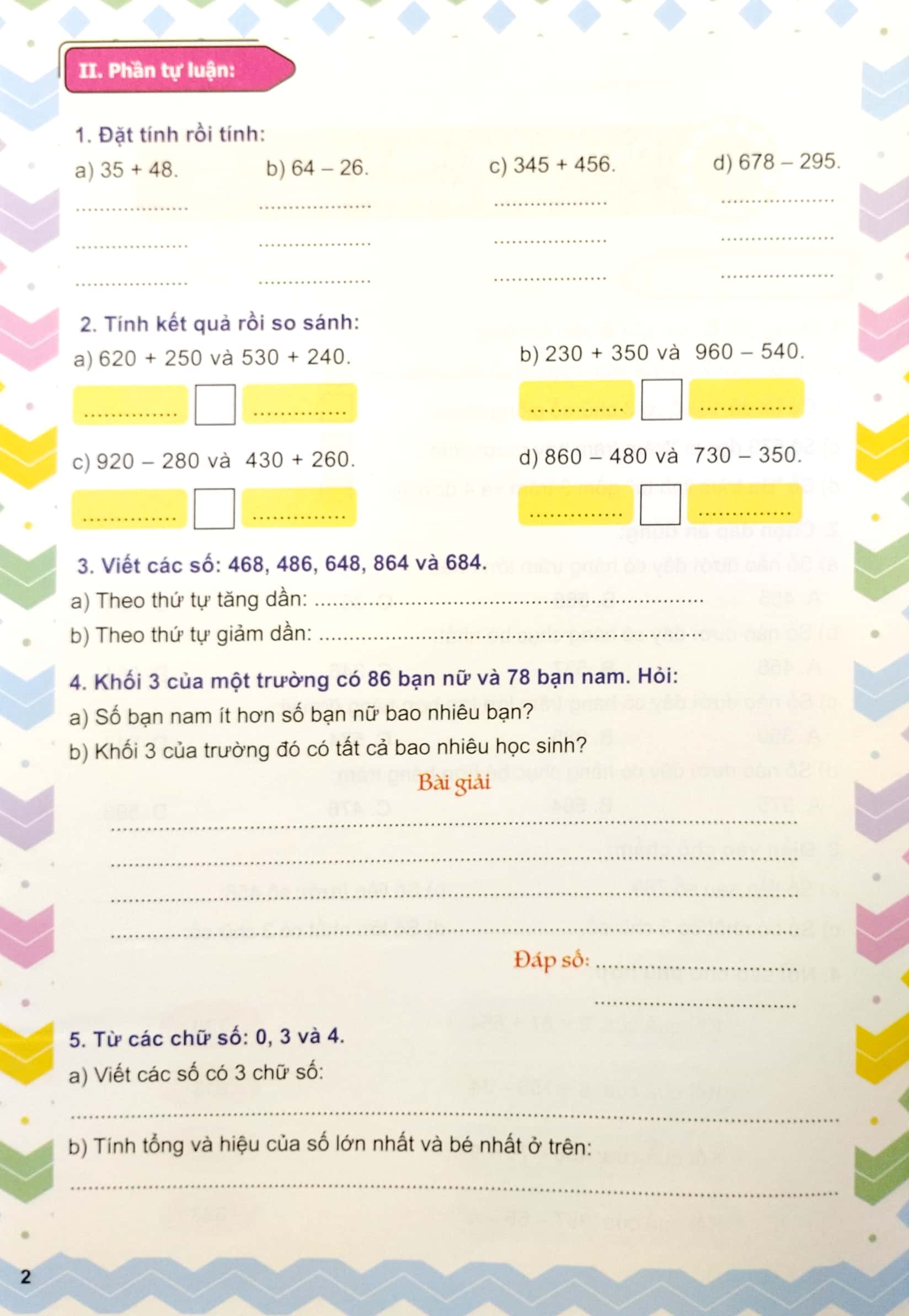 phiếu ôn tập cuối tuần môn toán lớp 3 (ct) - Ảnh 3