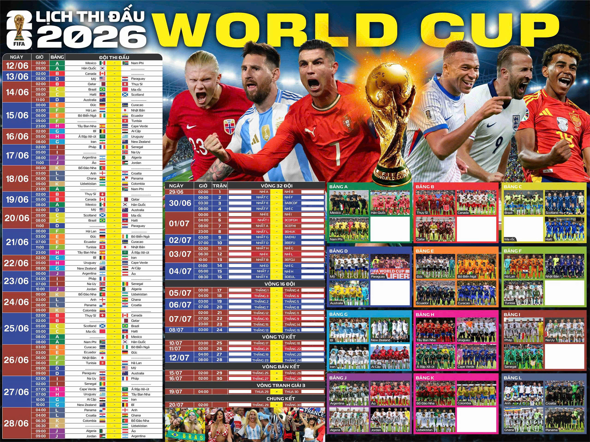 Poster Lịch Thi Đấu FIFA World Cup 2026 - 65 x 86 cm - Ảnh 2