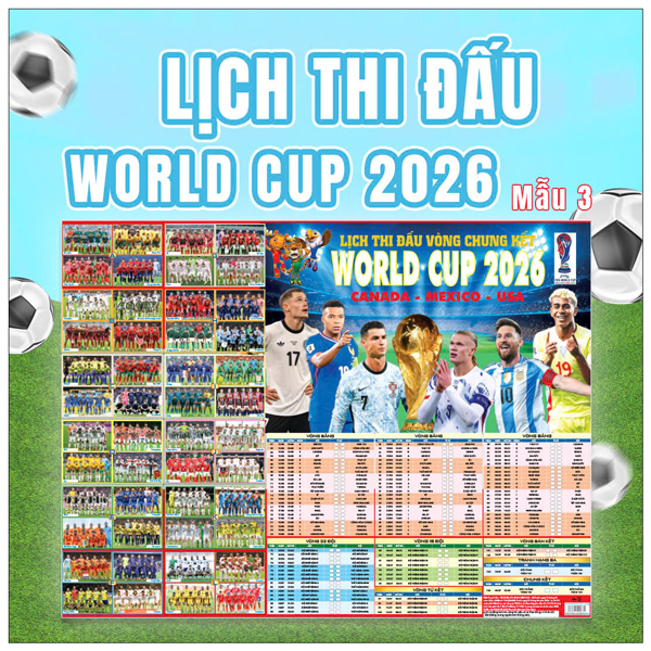 Poster Lịch Thi Đấu Vòng Chung Kết World Cup 2026 - Kèm Ống - 65 x 86 cm - Mẫu 4 - Ảnh 6
