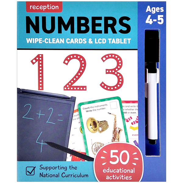 reception wipe clean cards & lcd tablet: numbers