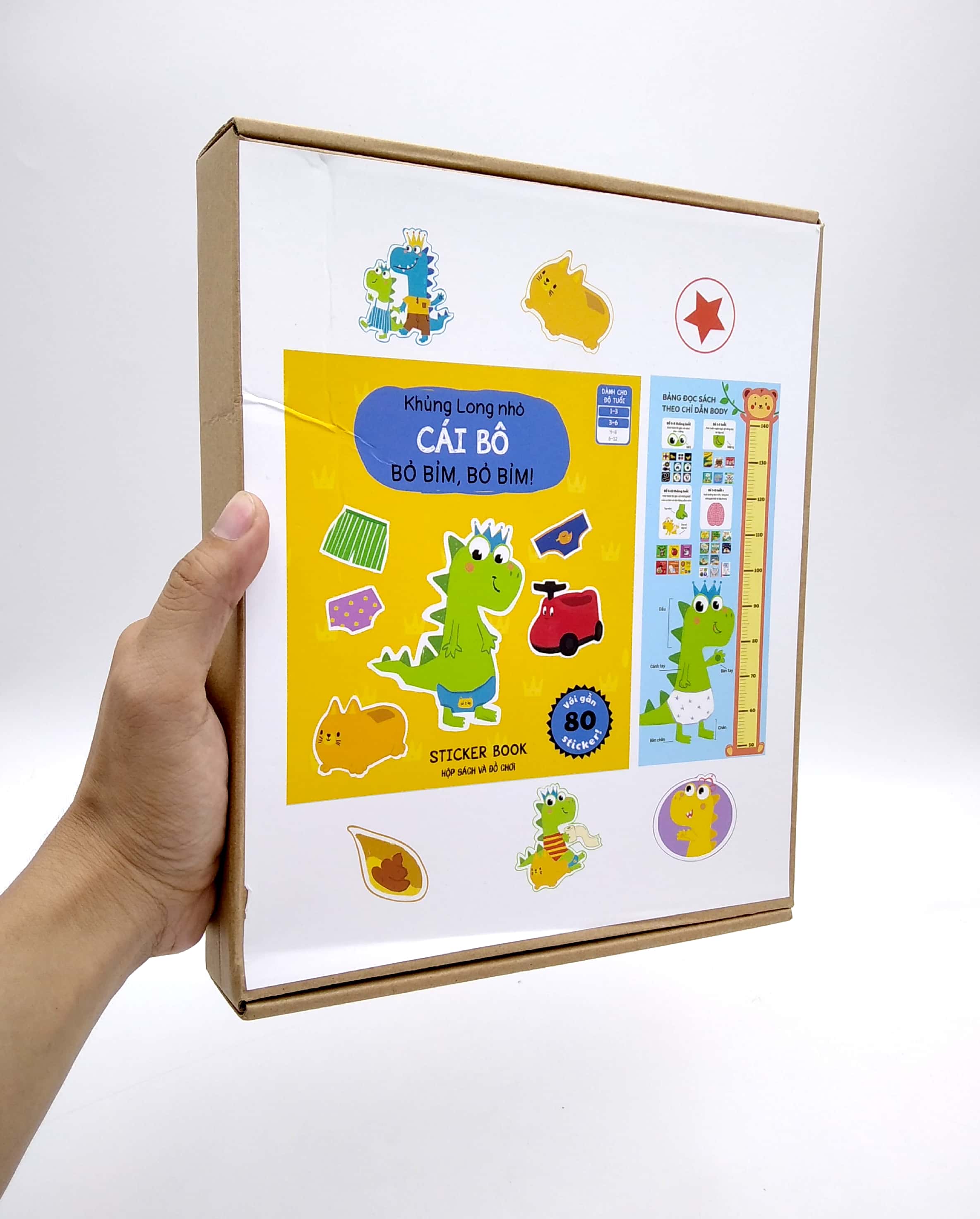 sách ehon - khủng long nhỏ - cái bô bỏ bỉm, bỏ bỉm! (hộp sách + puzzle + thước đo chiều cao) - Ảnh 5