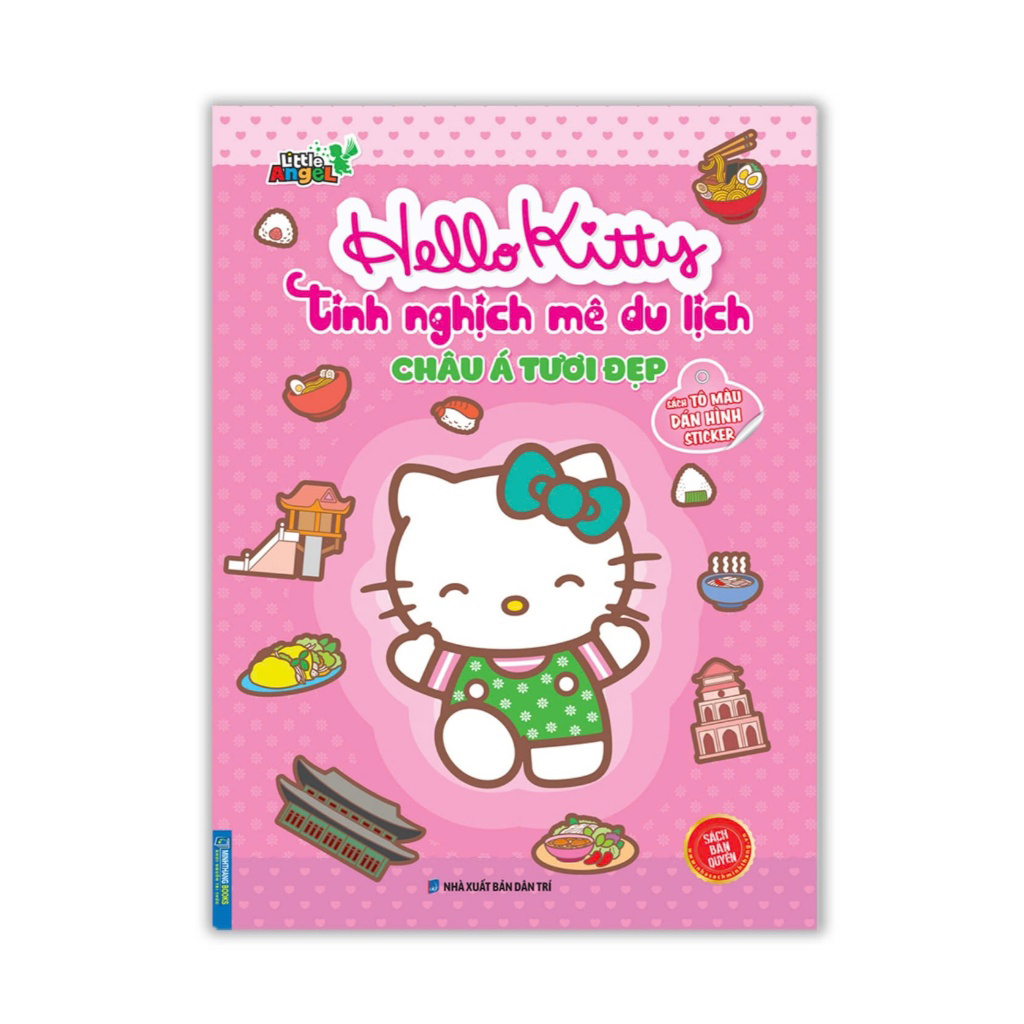 sách tô màu dán hình sticker - hello kitty tinh nghịch mê du lịch - châu á tươi đẹp - Ảnh 2