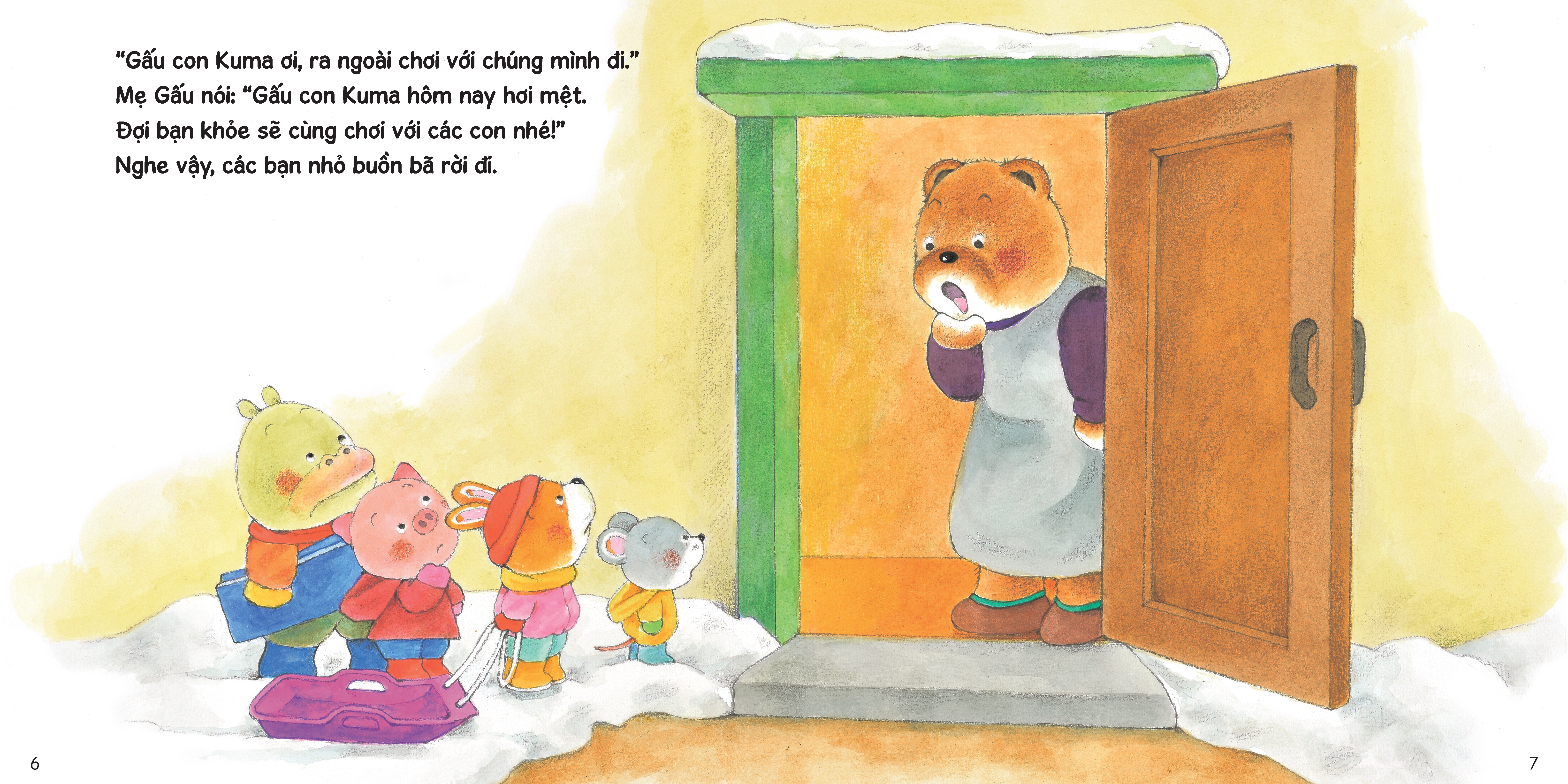 sách tranh ehon kuma - những chuyện nhỏ hằng ngày - gấu con bị ốm - Ảnh 3
