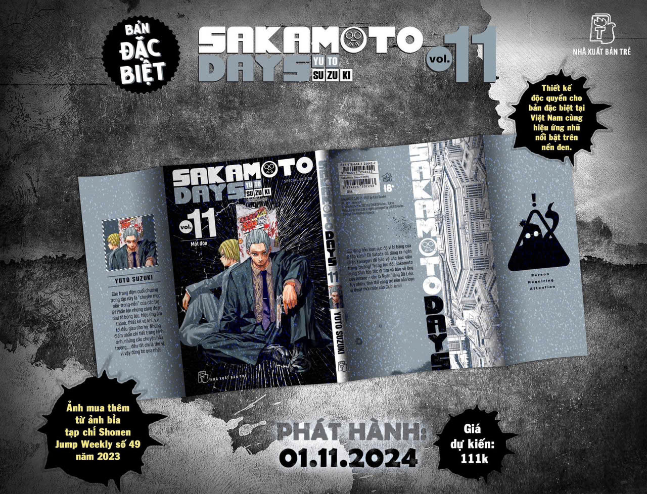 sakamoto days - tập 11 - một đòn - bản đặc biệt - tặng kèm obi + huy hiệu + set 3 card đổi nền + standee lắp ghép - Ảnh 3