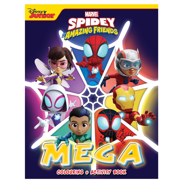 spidey and his amazing friends - mega colouring book - glow webs glow