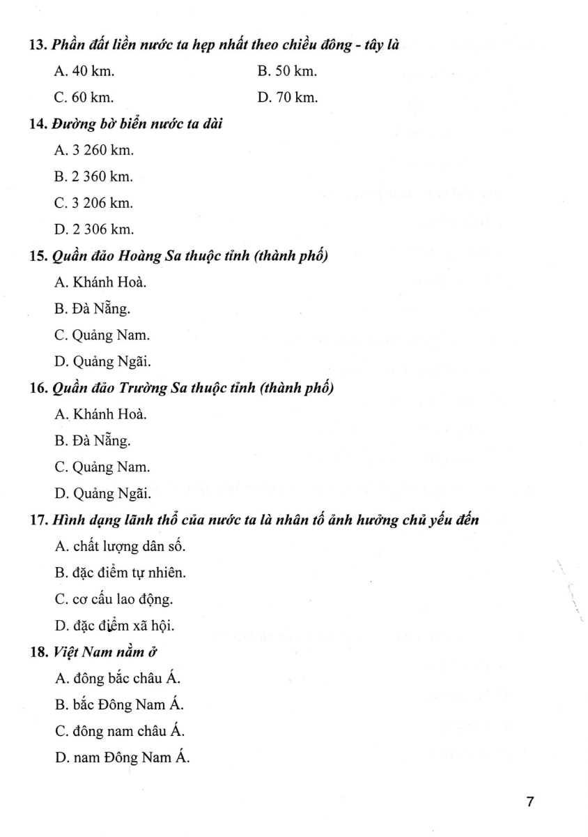 trắc nghiệm địa lí 8 (dùng chung cho các bộ sgk hiện hành) - Ảnh 9