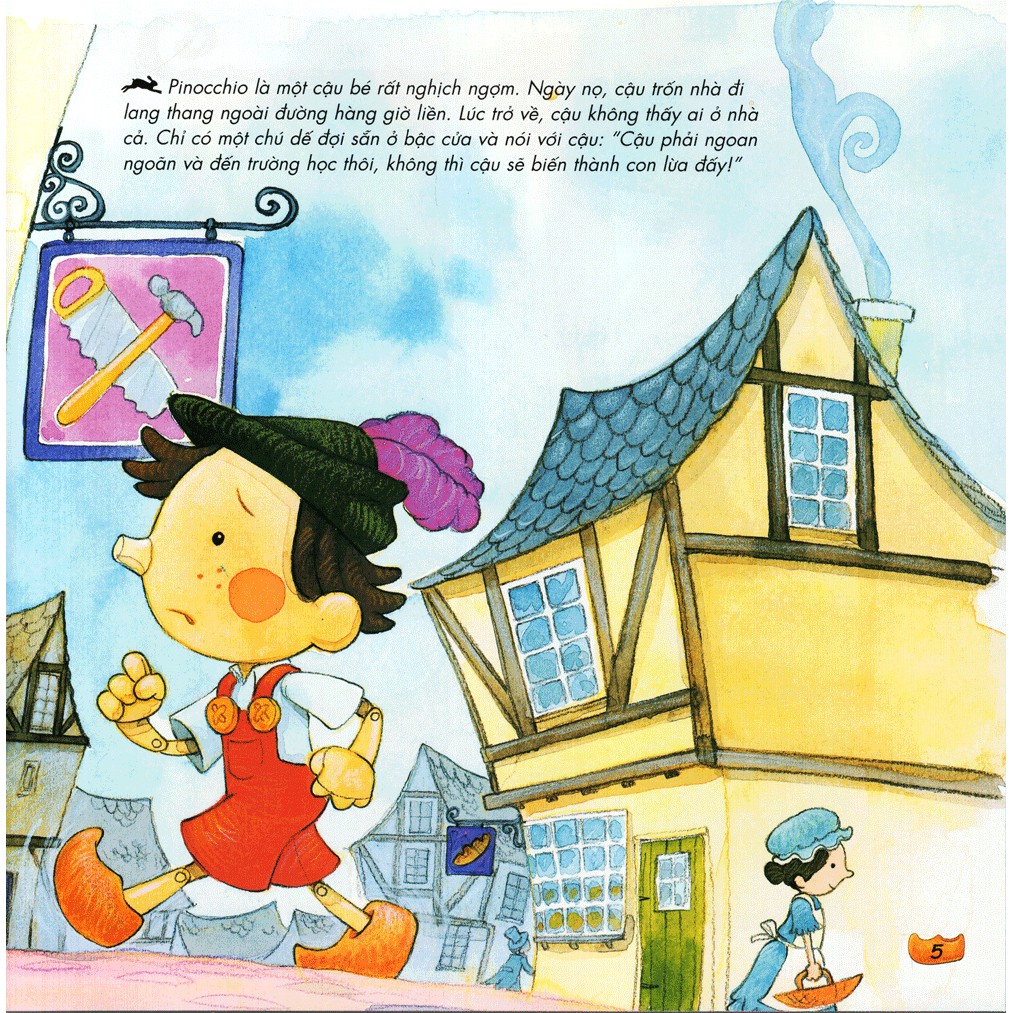 truyện cổ tích nổi tiếng (song ngữ việt anh) - pinocchio - chú bé người gỗ pinocchio (tái bản 2019) - Ảnh 4