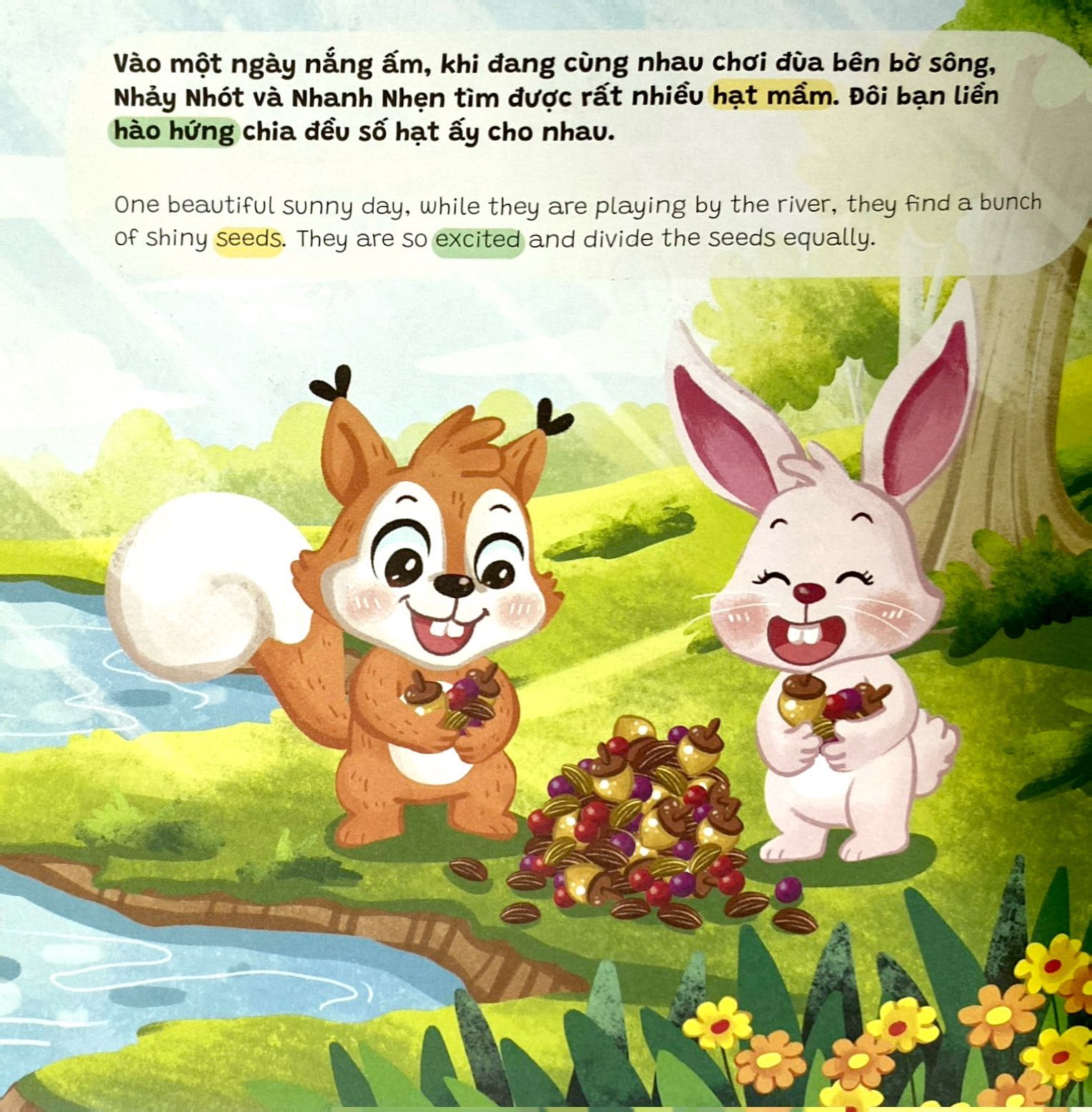truyện tranh song ngữ anh-việt - tô màu tương tác - ngụ ngôn nhân quả - hạt giống từ bi - Ảnh 5