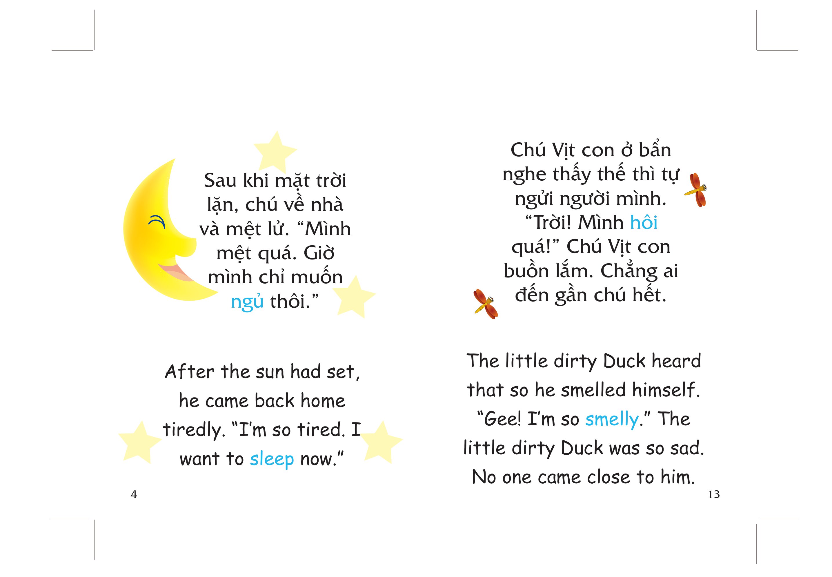 truyện tranh song ngữ việt - anh cho bé - keeping your body clean and friends are always near you - tắm sạch tắm thơm, bạn thương bạn mến - Ảnh 4