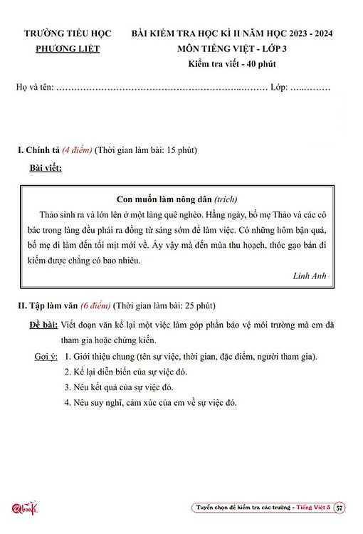 tuyển chọn đề kiểm tra tiếng việt các trường 3 - Ảnh 4