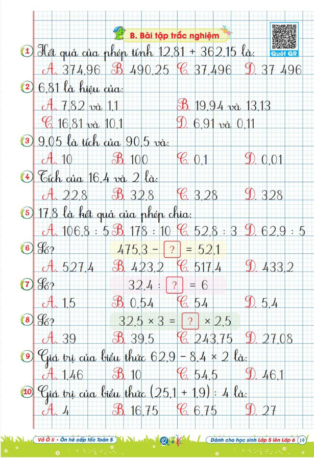 Vở Ô Li - Ôn Hè Cấp Tốc - Toán 5 - Dành Cho Lớp 5 Lên Lớp 6 - Ảnh 8