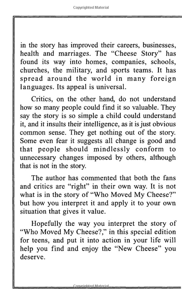who moved my cheese for teens - Ảnh 5