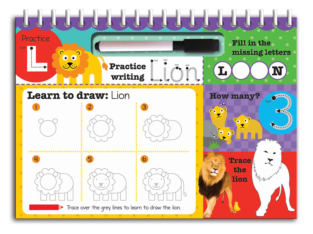 wipe clean easel book with pen - animals - Ảnh 9