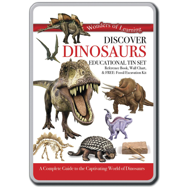 wonders of learning - educational tin set - discover dinosaur