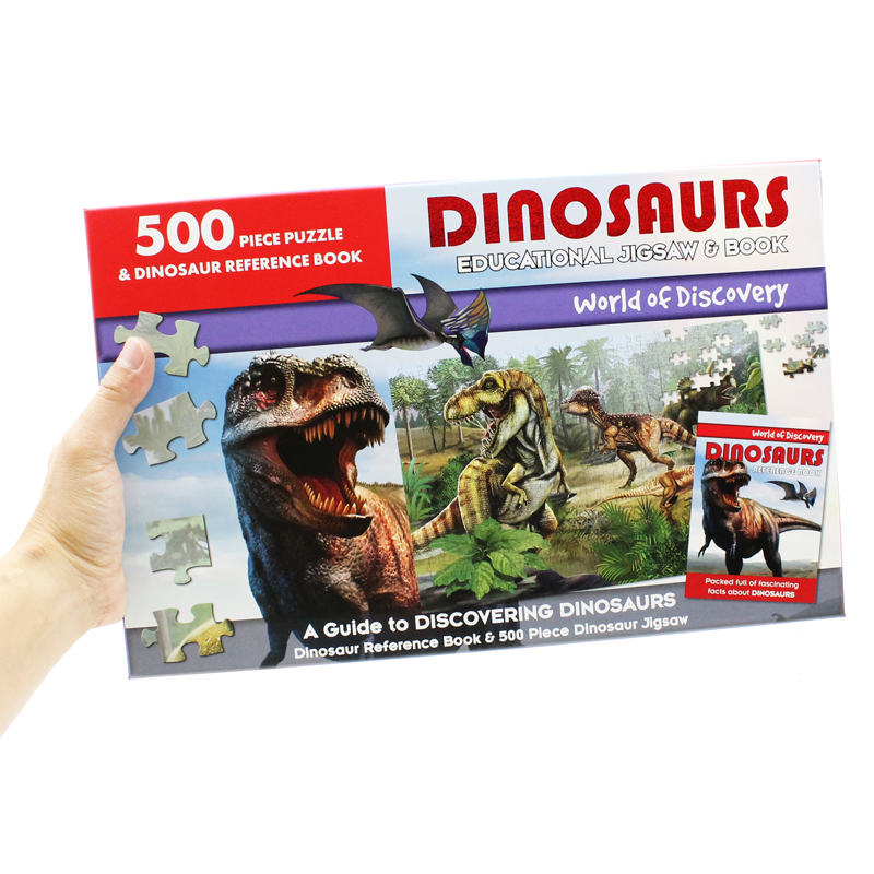 world of discovery - 500 piece puzzle & dinosaur reference book: dinosaurs educational jigsaw & book - Ảnh 10