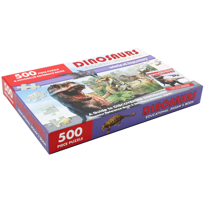 world of discovery - 500 piece puzzle & dinosaur reference book: dinosaurs educational jigsaw & book - Ảnh 7