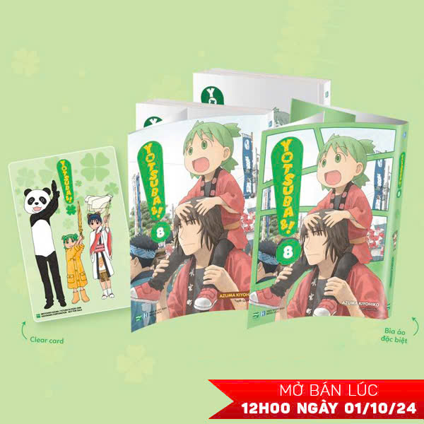 yotsuba&! - tập 8 - bản đặc biệt - tặng kèm bìa áo đặc biệt + clear card “bộ ba kì lạ”